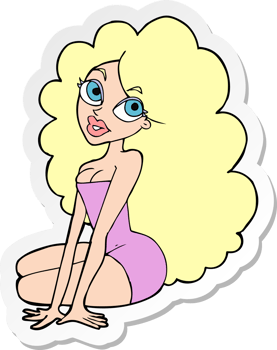 sticker of a cartoon pretty woman png