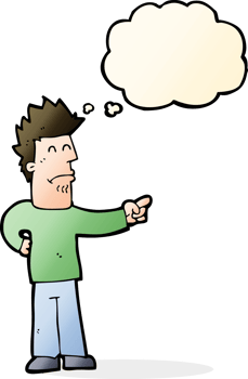 cartoon man pointing with thought bubble png