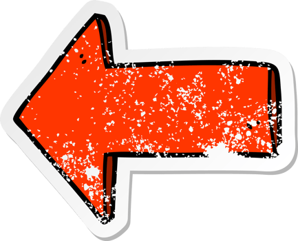 distressed sticker of a cartoon arrow png