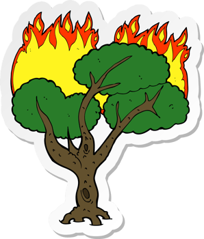 sticker of a cartoon burning tree png