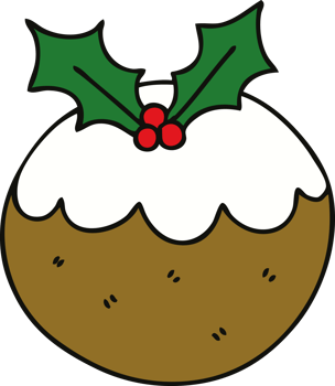 hand drawn quirky cartoon christmas pudding png