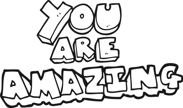 hand drawn black and white cartoon you are amazing text png