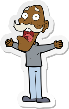 sticker of a cartoon stressed old man png