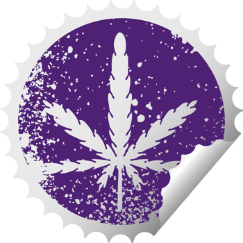 distressed circular peeling sticker quirky symbol marijuana png