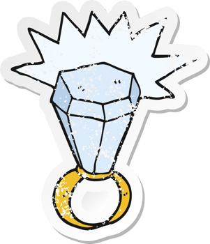 retro distressed sticker of a cartoon huge diamond ring png