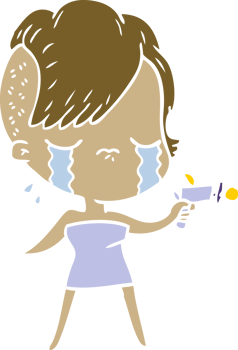 flat color style cartoon crying girl pointing ray gun png