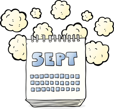 hand drawn cartoon calendar showing month of September png