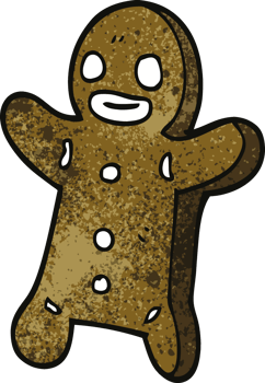 cartoon doodle gingerbread man png