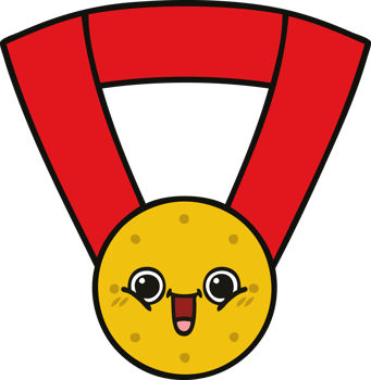 cute cartoon of a gold medal png