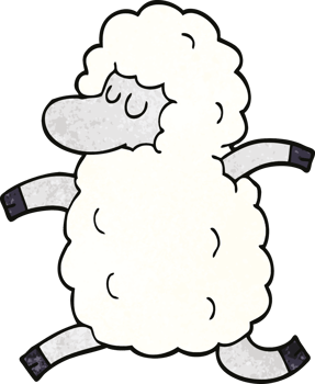 cartoon doodle sheep running png
