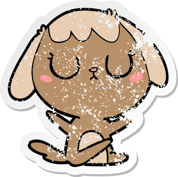 distressed sticker of a cute cartoon dog png