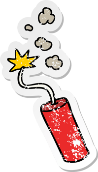 hand drawn distressed sticker cartoon doodle of a lit dynamite stick png