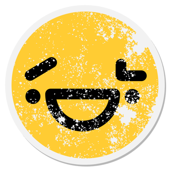 happy face with raised eyebrow circular sticker png