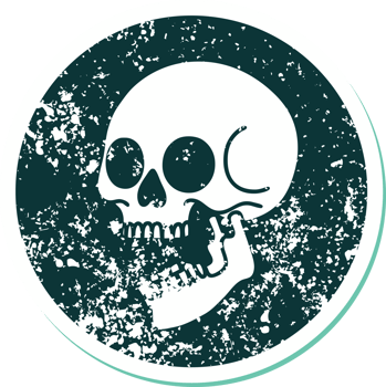 iconic distressed sticker tattoo style image of a skull png