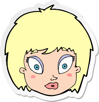 sticker of a cartoon surprised female face png