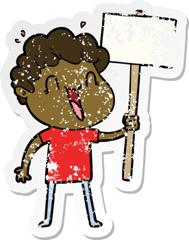distressed sticker of a cartoon happy man png