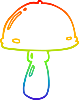 rainbow gradient line drawing of a cartoon mushroom png