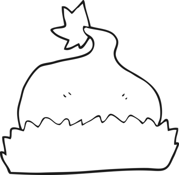 hand drawn black and white cartoon santa hat png