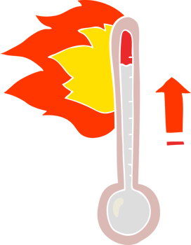 flat color illustration of rising temperature png