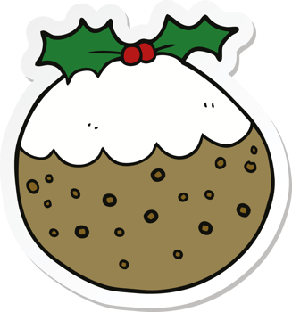 sticker of a cartoon christmas pudding png