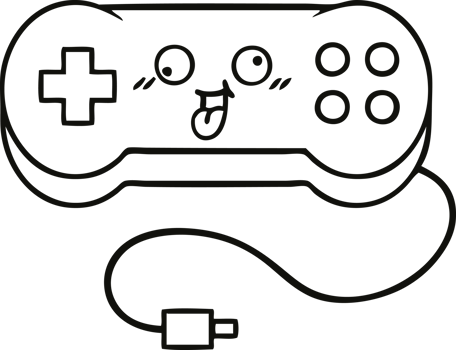 line drawing cartoon of a game controller png