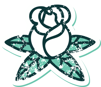 iconic distressed sticker tattoo style image of a single rose png