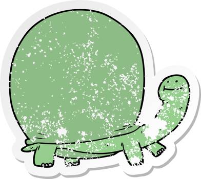 distressed sticker of a cartoon tortoise png