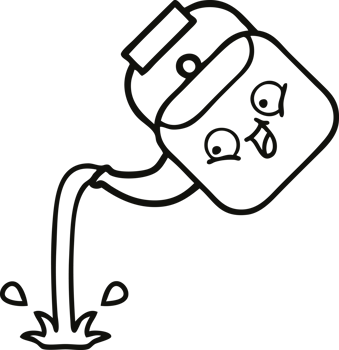 line drawing cartoon of a pouring kettle png