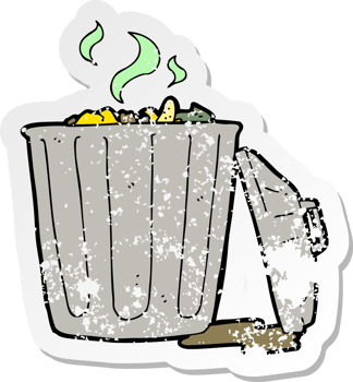 retro distressed sticker of a cartoon garbage can png