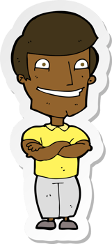 sticker of a cartoon grinning man png