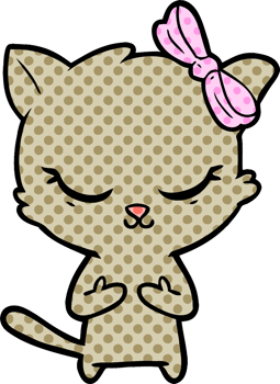 cute cartoon cat with bow png