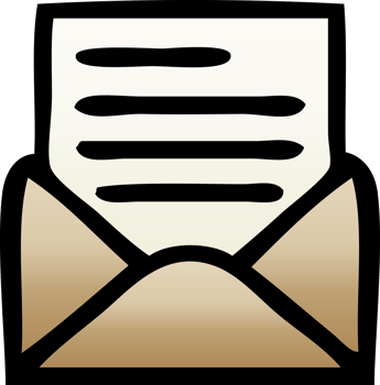 gradient shaded cartoon of a letter and envelope png