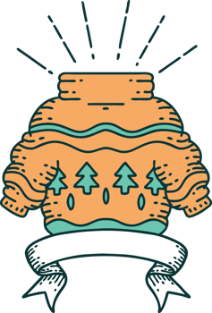 scroll banner with tattoo style christmas jumper png