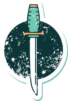 iconic distressed sticker tattoo style image of a dagger png