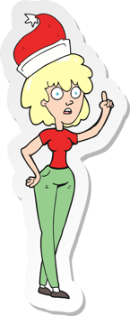 sticker of a cartoon woman wearing santa hat png