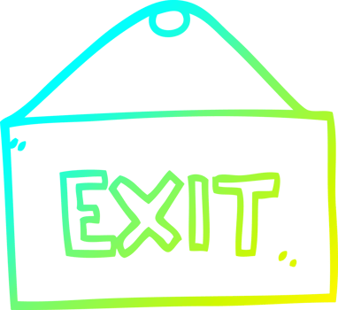 cold gradient line drawing of a cartoon exit sign png