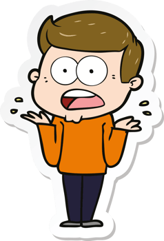 sticker of a cartoon shocked man png