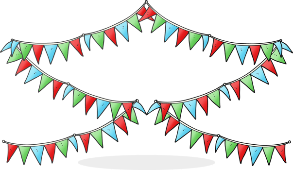 hand drawn cartoon bunting flags png