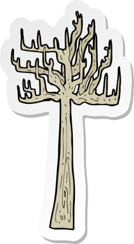 sticker of a old bare tree cartoon png