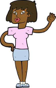 cartoon woman waving png
