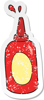 retro distressed sticker of a cartoon ketchup bottle png