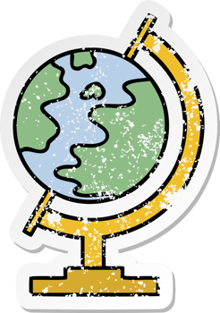 distressed sticker of a cute cartoon world globe png