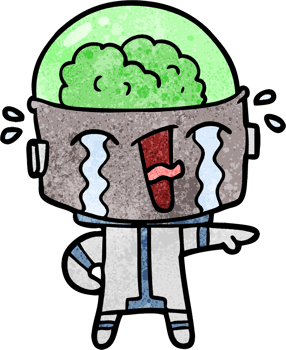 cartoon crying robot png