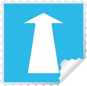 square peeling sticker quirky cartoon arrow png