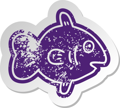 distressed old cartoon sticker of a marine fish png
