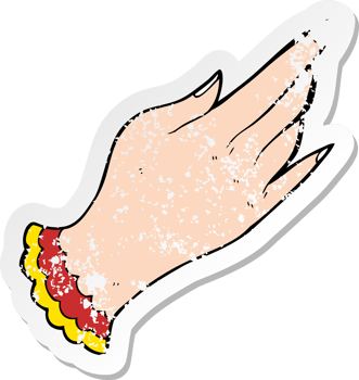 retro distressed sticker of a cartoon tattoo hand symbol png
