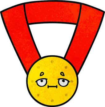 retro grunge texture cartoon of a gold medal png