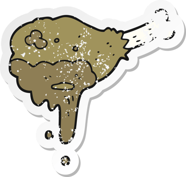retro distressed sticker of a cartoon meat png