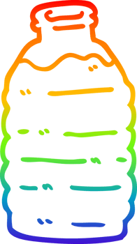 rainbow gradient line drawing of a cartoon water bottle png