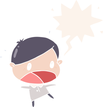 cute cartoon shocked man with speech bubble in retro style png